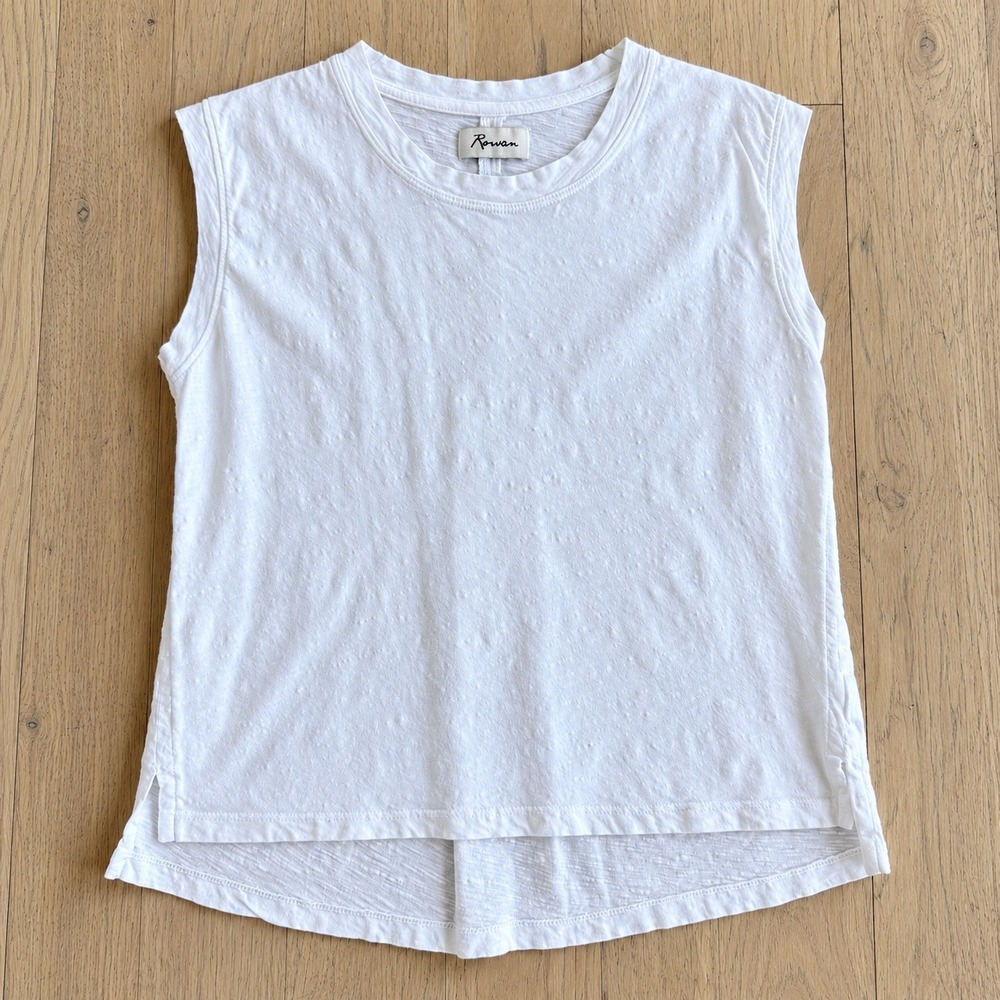 Rowan Savannah Muscle Tank Women XS White Slub Cotton High-Low WKTP0009